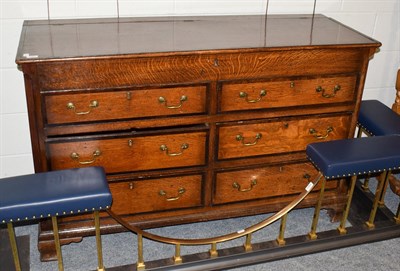 Lot 1301 - A George III oak and mahogany cross banded Lancashire mule chest, 145cm by 54cm by 91cm