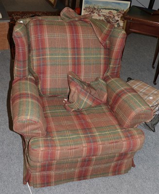 Lot 1313 - A loose covered Colefax & Fowler tartan armchair