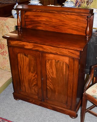 Lot 1326 - A Victorian mahogany chiffonier with superstructure back, with two cupboard doors, 92cm by 40cm...