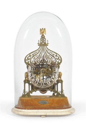 Lot 1169 - A Brass Skeleton Striking Mantel Clock, signed J B Allen, Norwich, circa 1865, the finely...