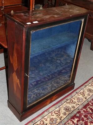 Lot 1363 - A Victorian parquetry decorated pier cabinet with glazed door, 78cm by 26cm by 99cm