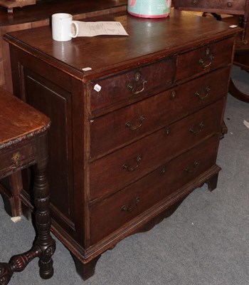 Lot 1369 - A George III oak and pine-line five-drawer straight fronted chest of drawers, 95cm by 54cm by 97cm