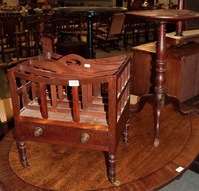 Lot 1370 - A Regency mahogany four-division Canterbury on turned legs; and a late George III dish-top...