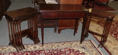 Lot 1373 - Three Edwardian mahogany and satinwood banded nesting tables; a set of four mahogany nesting...