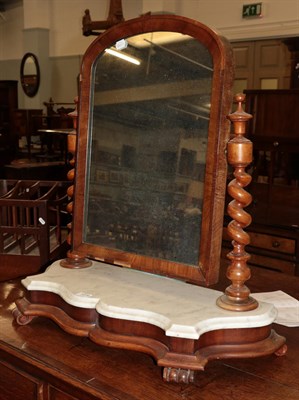 Lot 1379 - A Victorian mahogany and marble-top serpentine shaped toilet mirror