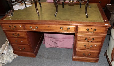 Lot 1383 - A late Victorian mahogany double-pedestal desk, 152cm by 78cm by 77cm