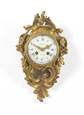 Lot 1176 - A French Small Gilt Metal Striking Cartel Clock, Ridereau à  Paris, circa 1880, the scroll and...