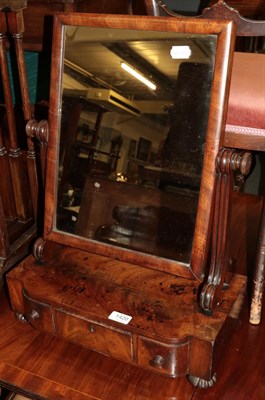 Lot 1420 - A George IV mahogany toilet mirror, the base with three small drawers