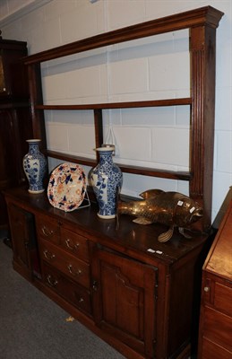 Lot 1456 - An oak Cumberland dresser with plate rack