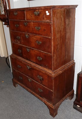 Lot 1457 - A George II walnut seven-drawer chest on chest