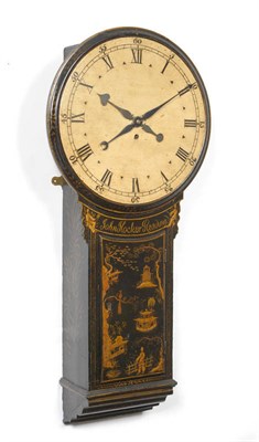 Lot 1182 - An 18th Century Black Japanned Tavern Clock, circa 1750, the circular top with side opening...