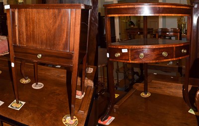 Lot 1474 - A George III mahogany bow fronted washstand; and a mahogany bedside cupboard (2)