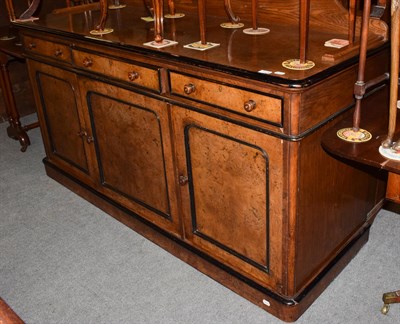 Lot 1476 - A Victorian brown oak and ebonised sideboard, 178cm by 65cm by 100cm high