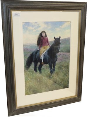 Lot 3010 - Birmingham (Christian)  [b.1970] Cathy on Horseback, 2015, pastel, 47cm x 33cm, signed,...