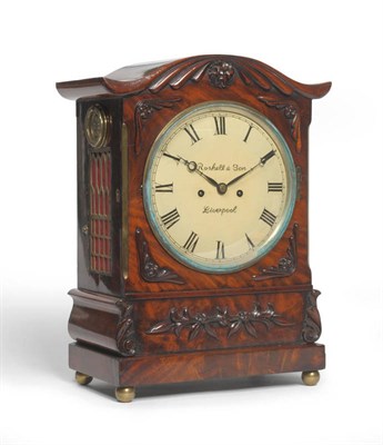 Lot 1189 - A Mahogany Striking Table Clock, circa 1830, with arched top and applied carved mounts to the...