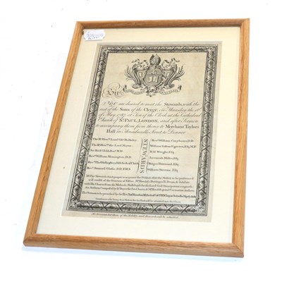 Lot 3061 - Handel's Messiah at St. Paul An engraved invitation to 'the Cathedral Church of St. Paul,...