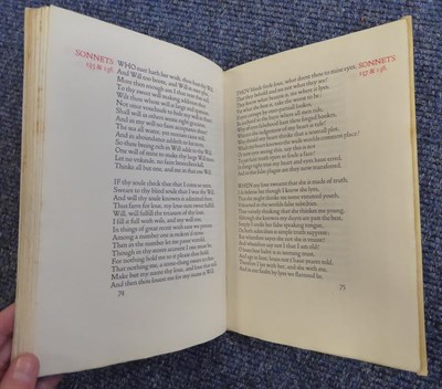 Lot 3089 - Doves Press - Shakespeare (William) Shake-Speares Sonnets, Tercentenary Edition, Doves Press, 1909