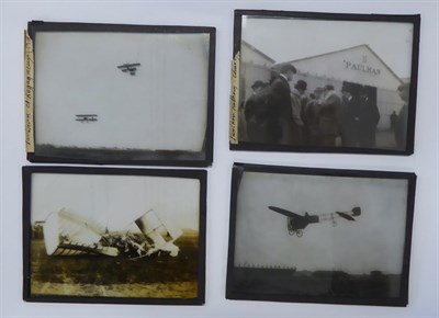 Lot 3112 - Early Aviation Photographs Twelve glass positives recording a very early French air race, the...