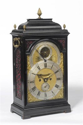 Lot 1199 - A Fine and Rare George II Ebonised Pull Quarter Repeating Alarm Table Clock with Unusual Dial...