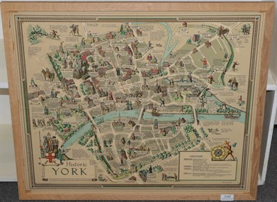Lot 3160 - Clark (Estra) Historic York, York: Ben Johnson, 1947, colour map, sheet approx 540mm x 660mm,...