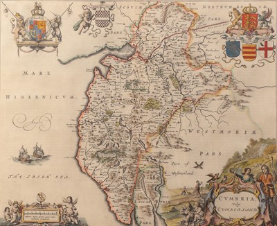 Lot 3166 - [Blaeu (Johannes)] Cumbria; vulgo Cumberland, no date [c1648], hand-coloured engraved map,...