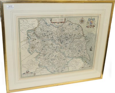 Lot 3172 - Speed (John) York Shire, John Sudbury and G. Humble, 1610 [1616], hand-coloured engraved map, 383mm