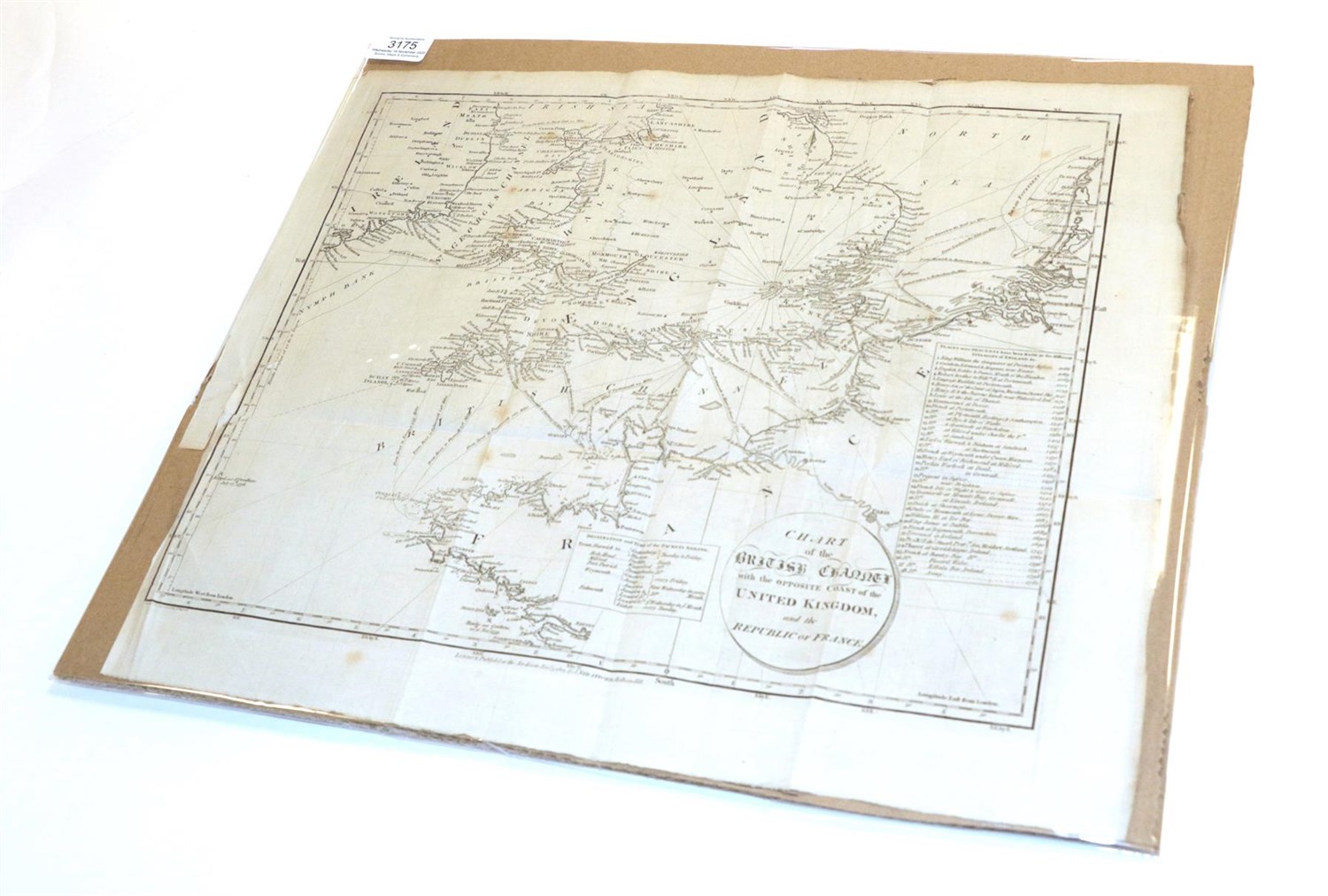 Lot 3175 - Russell (J.) Chart of the British Channel with the Opposite Coast of the United Kingdom and the...