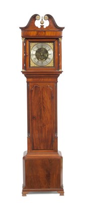 Lot 1207 - A Mahogany Eight Day Longcase Clock, with swan neck pediment, Corinthian capped columns, nicely...