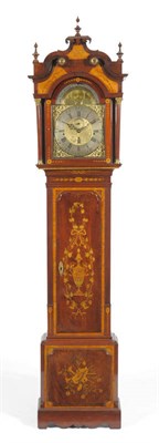 Lot 1209 - A Mahogany Chiming Longcase Clock, with swan neck pediment, turned columns with Corinthian...