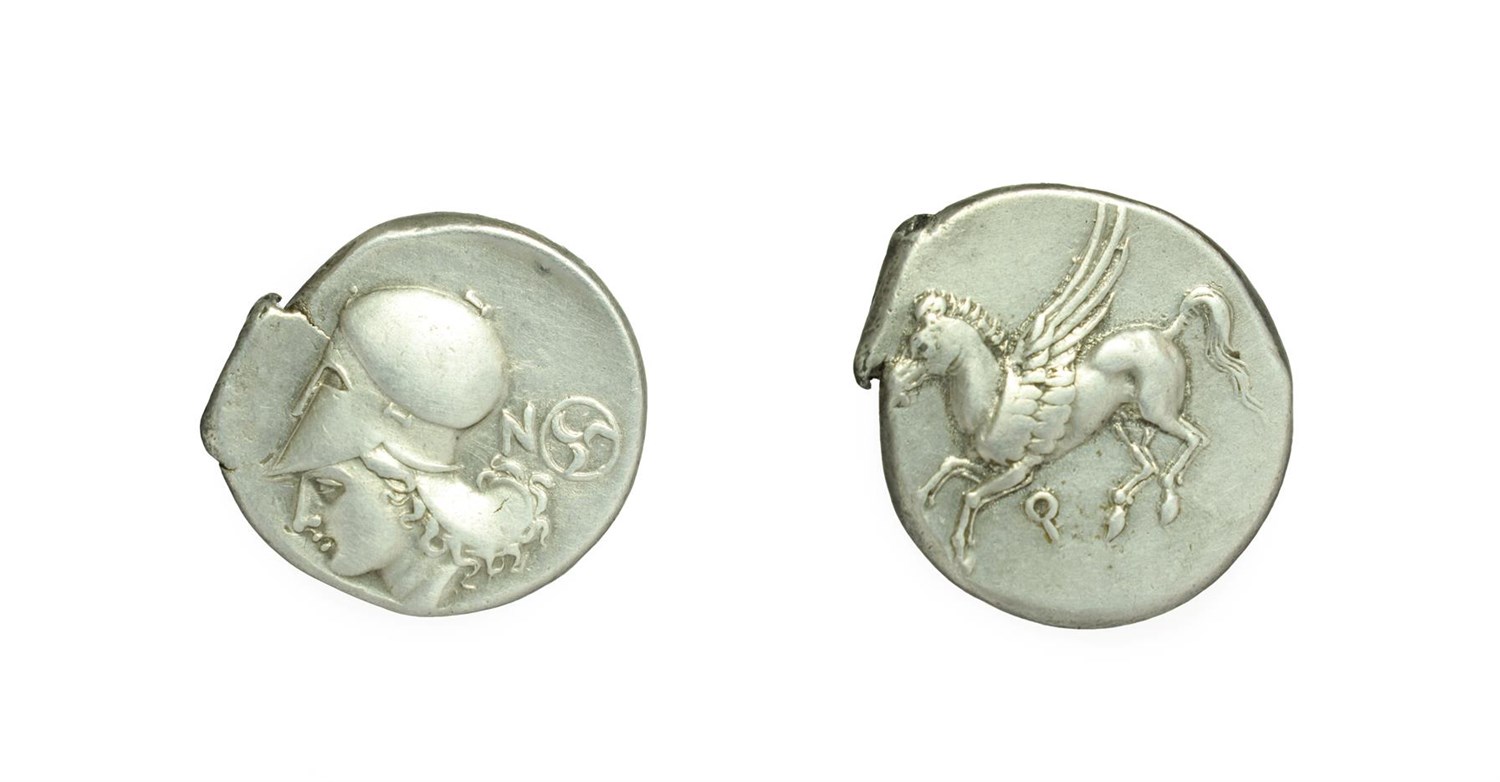Lot 4001 - Corinthia, Corinth, Silver Stater. c. 345-307 B.C. 8.57g, 22.5mm, 3h. Obv: Pegasos flying to...