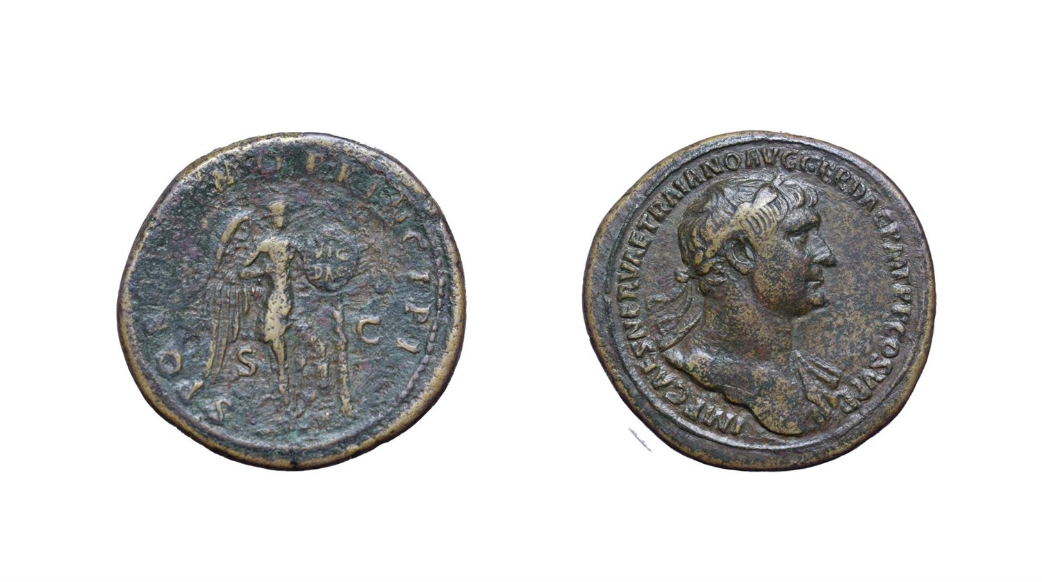 Lot 4014 - Trajan, Brass Sestertius. Rome, 103 - 111 A.D. 25.68g, 35.5mm, 6h. Obv: IMP CAES NERVAE TRAIANO AVG
