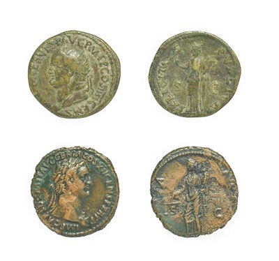 Lot 4018 - Domitian, Copper As, Rome, 90 - 91 A.D. 10.54g, 27.6mm, 7h. Obv: IMP CAES DOMIT AVG GERM COS...