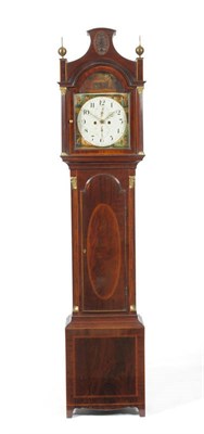 Lot 1212 - A Mahogany Eight Day Longcase Clock, with pagoda top, fluted Corinthian capped columns, arched...