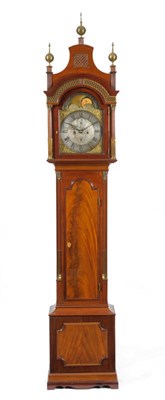 Lot 1214 - A Mahogany Eight Day Longcase Clock, with pagoda top, brass pierced fretwork to the front and sides