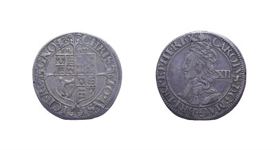 Lot 4085 - Charles I, 1643 - 1644 Shilling. 6.29g, 31.2mm, 12h. York mint, mintmark lion. Obv: Bust left...