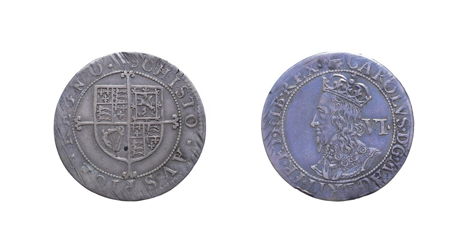 Lot 4094 - Charles I, 1638 - 1639 Sixpence. 2.97g, 25.1mm, 6h. Briot's second milled issue, mintmark...