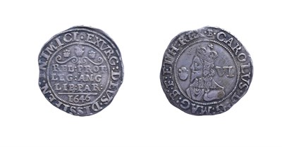 Lot 4097 - Charles I, 1646 Sixpence. 2.88g, 25.9mm, 7h. Bridgnorth-on-Severn mint, mintmark B. Obv:...