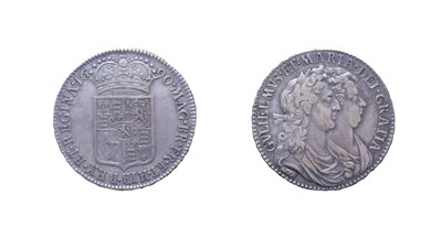 Lot 4114 - William and Mary 1690 Halfcrown. Obv: Conjoined, draped busts right. Rev: Crowned shield of...