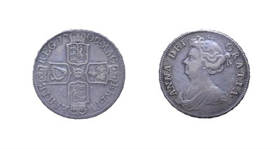 Lot 4123 - Anne, 1709 Halfcrown. Post union with Scotland. Obv: Draped bust left. Rev: Cruciform shields....