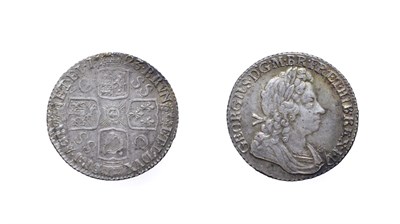 Lot 4128 - George I, 1723 Shilling. Obv: First laureate and draped bust right. Rev: Cruciform shields, SSC...