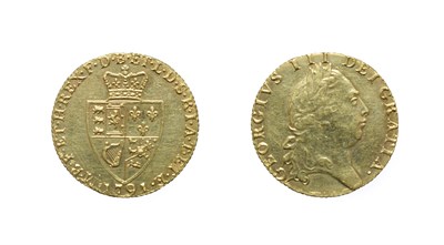 Lot 4131 - George III, 1791 Guinea. Obv: Fifth laureate head right. Rev: 'Spade'-shaped shield of arms. S....