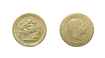 Lot 4134 - George III, 1820 Sovereign. Obv: Laureate head right, open 2 in date. Rev: St. George and the...