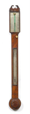 Lot 1224 - A Mahogany Bowfront Stick Barometer, signed J Hudson, Ryders Court, Leicester Square, London, circa