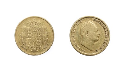 Lot 4146 - William IV, 1837 Half-Sovereign. Obv: Bare head right. Rev: Crowned shield and mantle. S. 3831....