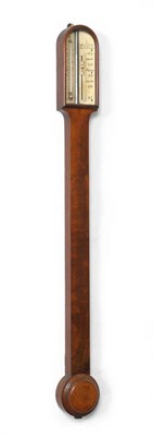 Lot 1225 - A Mahogany Stick Barometer, signed Jones, 87 Goswell Street, London, circa 1850, arched case...