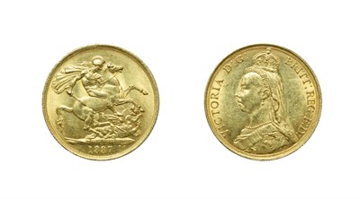 Lot 4150 - Victoria, 1887 Two Pounds. Obv: Jubilee bust left. Rev: St. George and the dragon. 1887 in exergue.