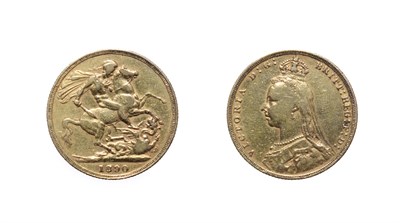 Lot 4153 - Queen Victoria, 1890 Sovereign. Obv: Jubilee head facing left. Rev: George and the dragon, 1890...