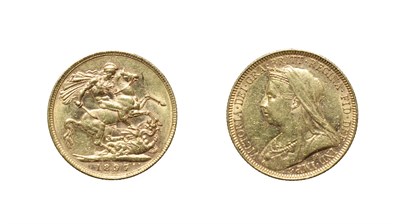 Lot 4154 - Victoria, 1897 Sovereign. Melbourne mint. Obv: Old. veiled head left. Rev: St. George and the...