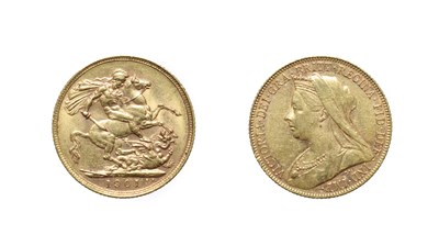 Lot 4155 - Victoria, 1901 Sovereign. Old, veiled head left. Rev: St. George and the dragon. 1901 in...