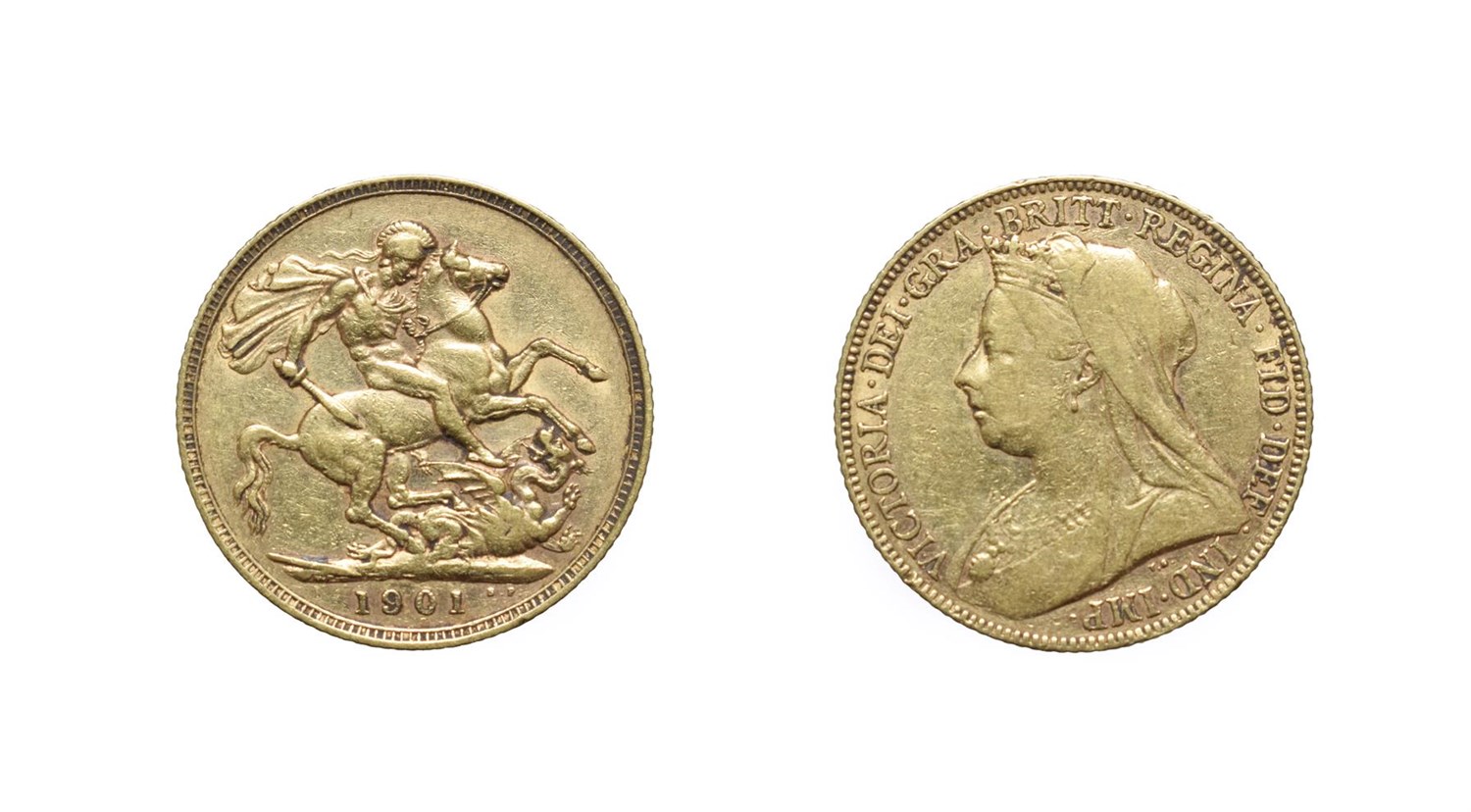 Lot 4156 - Victoria, 1901 Sovereign. Obv: Old head left. Rev: St. George and the dragon, 1901 in exergue....